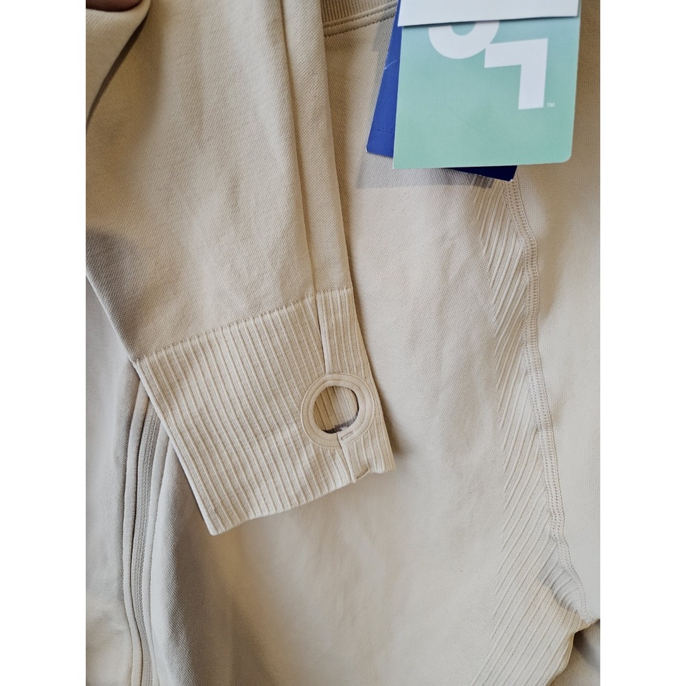 JoyLab NEW Cream Flexible Knit Activewear Cropped Zip Up Jacket | Women's XS - Picture 3 of 7